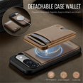 thumbnail image 3 of JEEHOOD Case For Google Pixel 10 / Pixel 10 Pro, RFID Blocking, PU Leather,Compatible With MagSafe Detachable 2 In 1 Wallet With Built-in Push Card Holder,Kickstand Magnetic Protective Cover,Brown, 3 of 8