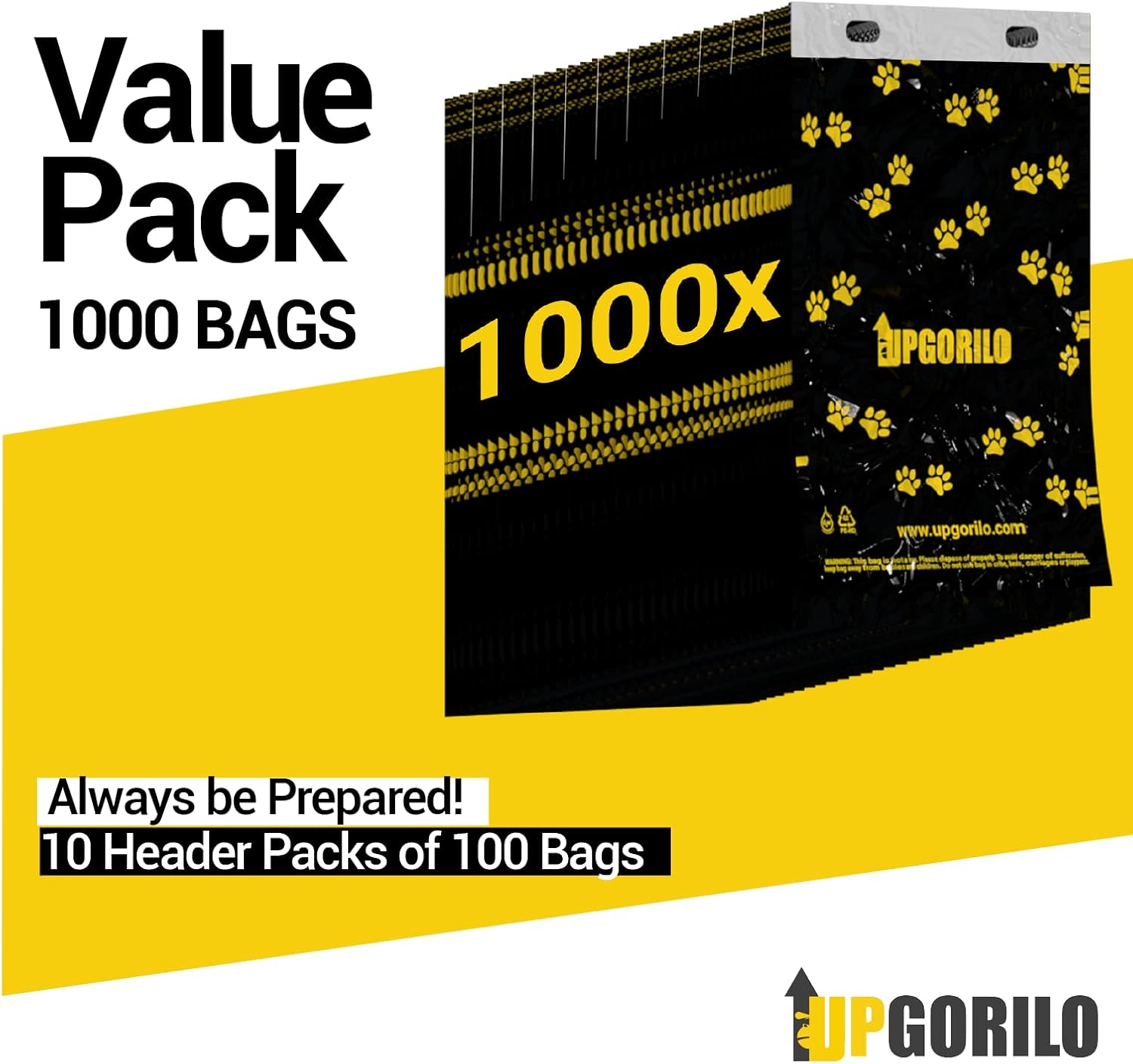SET 10 HEADERS - 100 Premium Pet Waste Station Bags, 1000 Extra Thick Pull-Strap Header Dog Waste Bags, Leak-Proof - Single Pull Unscented