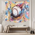 thumbnail image 5 of Baseball Sports, Tapestry for Bedroom Wall Hanging Tapestry, Minimalist Geometric Smear Art Ceiling Backdrop Tapestries Poster Blanket Wall Decor for Teens Room Living Room Dorm 39" x 59", 5 of 8