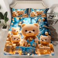 thumbnail image 2 of Manfei Cute Cartoon Bear Queen Sheet Sets,Kawaii Christmas Gifts Flat Sheet,Happy New Year Queen Fitted Sheet For Girls,Luxury Bedroom Decor,4 Pieces, 2 of 7