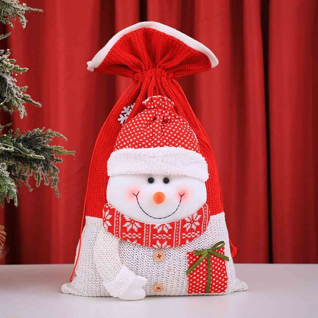Christmas Gift Bags, Christmas Bags for Gifts, Christmas Decoration Large Knitted Bag Christmas Eve Drawstring Gift Bag, Large Christmas Gift Bags, Christmas Decorations for Tree, Christmas Gift Bag