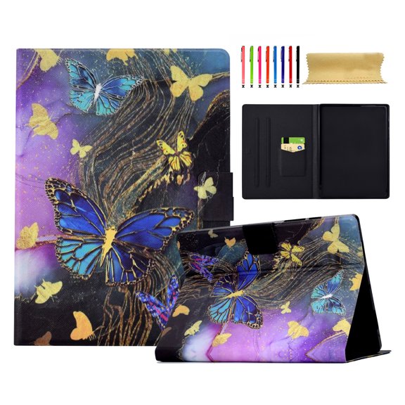 for Kindle Paperwhite 11th Gen 2021 Case, Pattern PU Leather Full Body Protective Adjustable Stand Cover with Card Pocket Folio Flip Case Cover for Paperwhite 2021 Edition E-Reader, Gold Butterfly