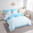 thumbnail image 2 of Erosebridal Blue Ribbon Bow 7pcs Bedding Comforter Set For Girls Teens,Cartoon Girly Bowknot Queen Bedding Sets,Reversible, 2 of 7