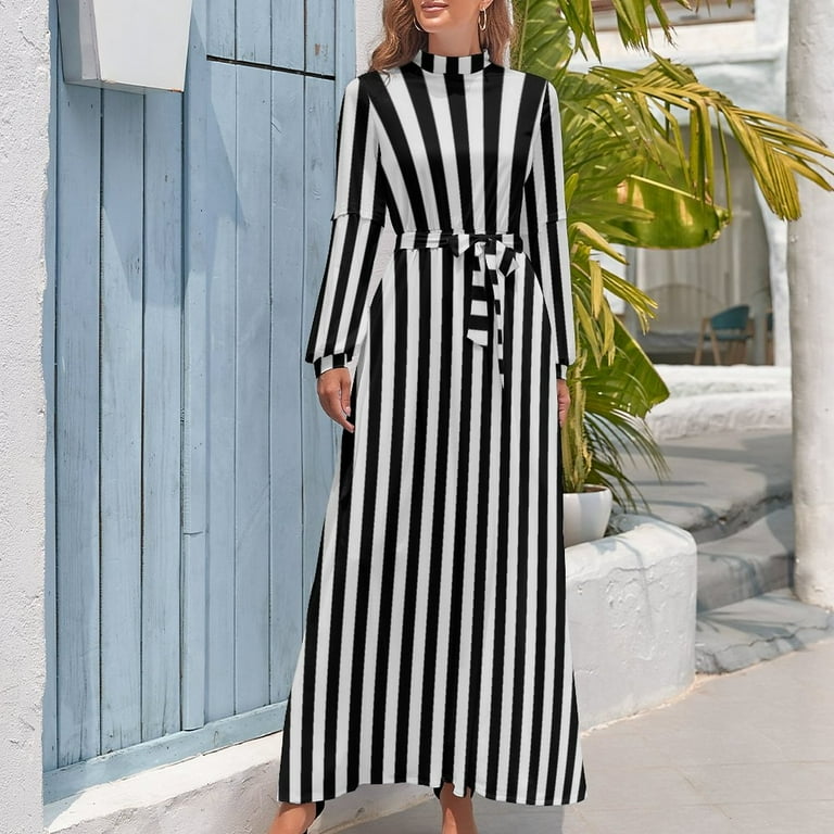 Grey and white striped dress shops outfit