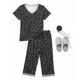 thumbnail image 6 of Tnhcen Women Pajama Set 2 Piece Short Sleeve V Neck Top and Capri Pants Floral Print Lounge Wear Soft Stretch Nightwear Matching Set Summer Sleepwear Casual Home Wear S-2XL, 6 of 7