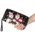 thumbnail image 3 of Jeiento Christmas Women's PU Leather Zip Around Wallet Xmas Snowman Large Phone Holder Clutch Travel Purse Wristlet, Black, 3 of 7