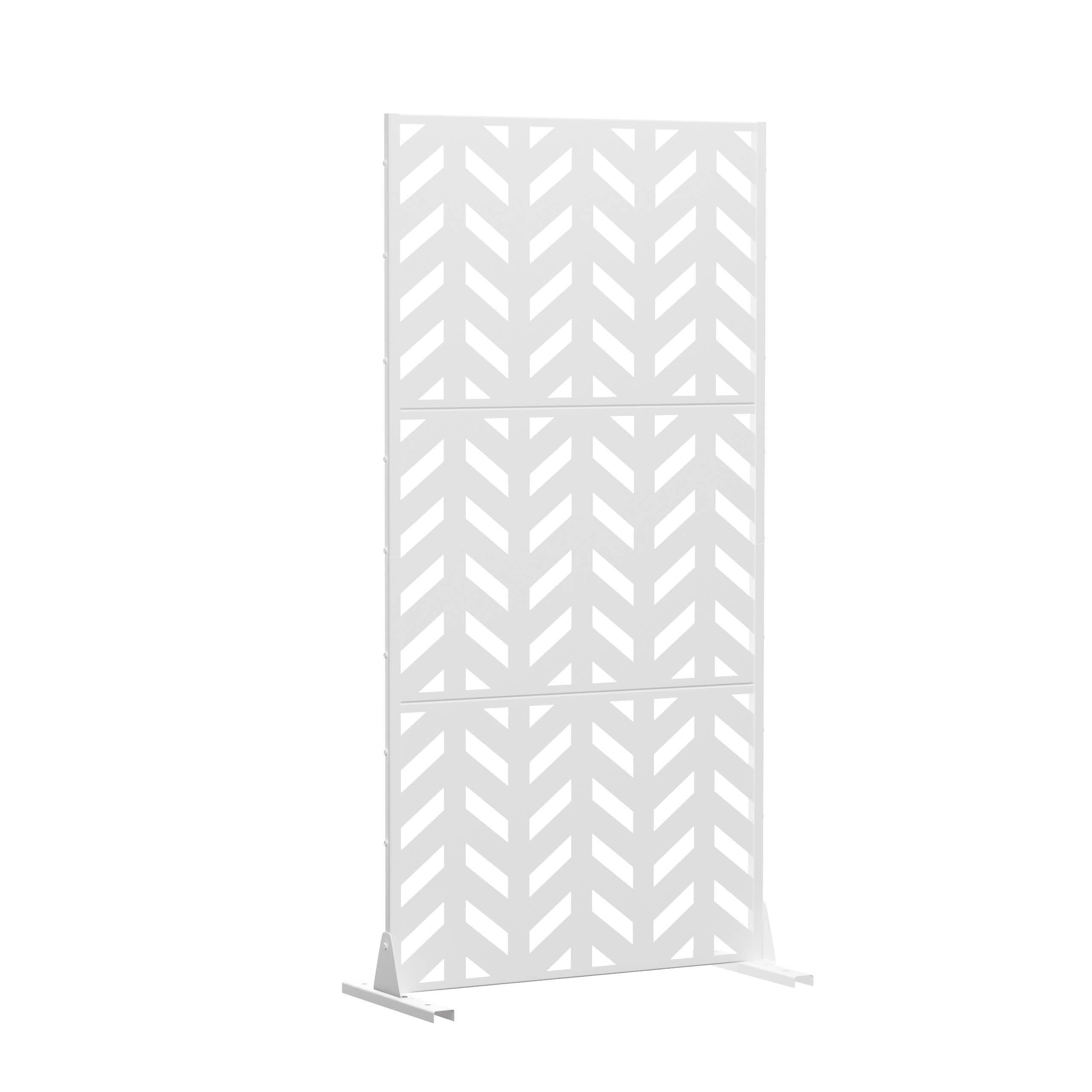 MAYEERTY 72x35x16 Inch White Fishbone Galvanized Steel Privacy Screen for Outdoor Street