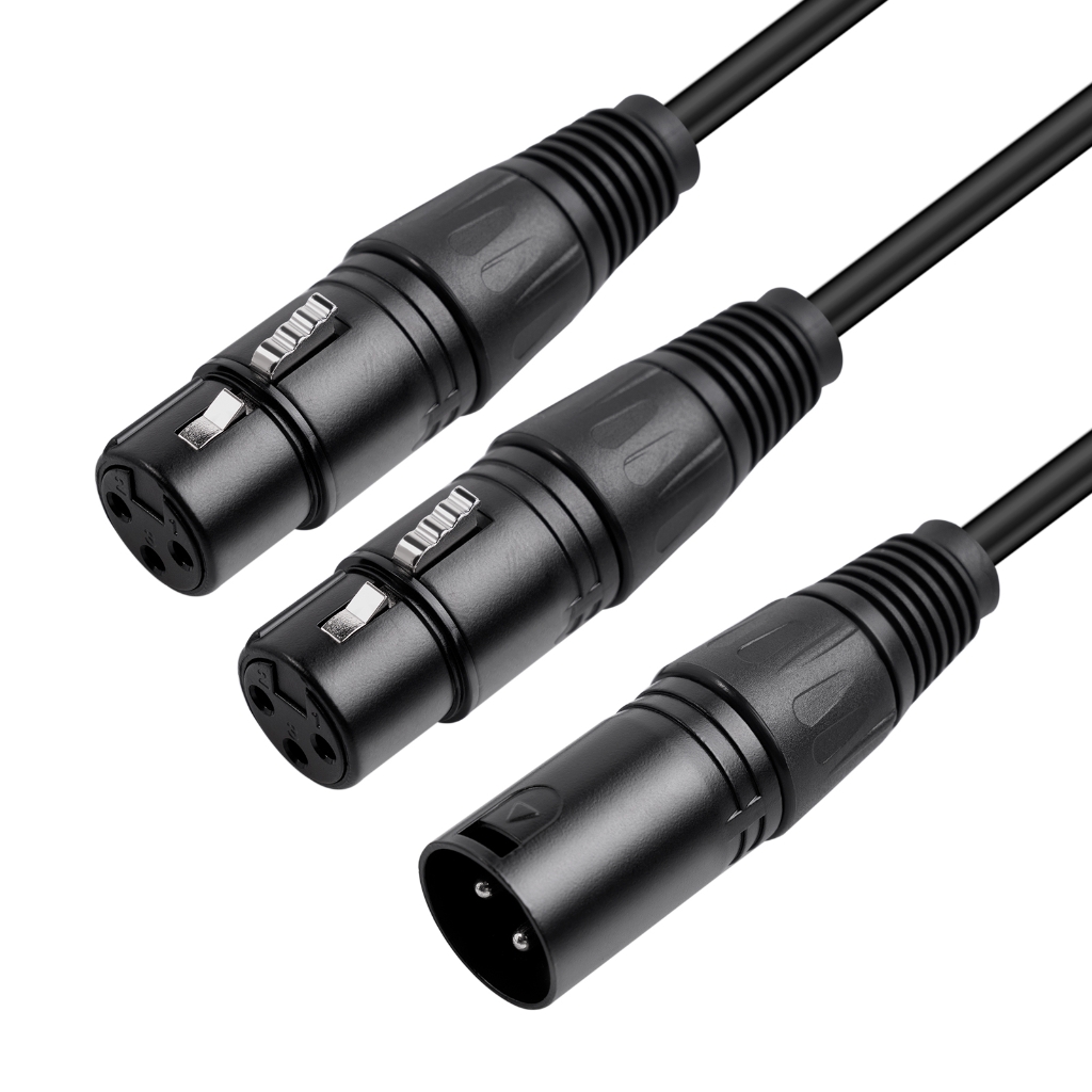 3Pin Male to Double 3Pin Female Music Signal Patches Adapters Cable for Speakers Amplifiers Sound Consoles Guitar