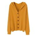 thumbnail image 2 of Womens Button Down Hooded Cardigan Sweaters, Knit Hoodie Coat Jacket, Soft and Comfortable Yellow XL, 2 of 5