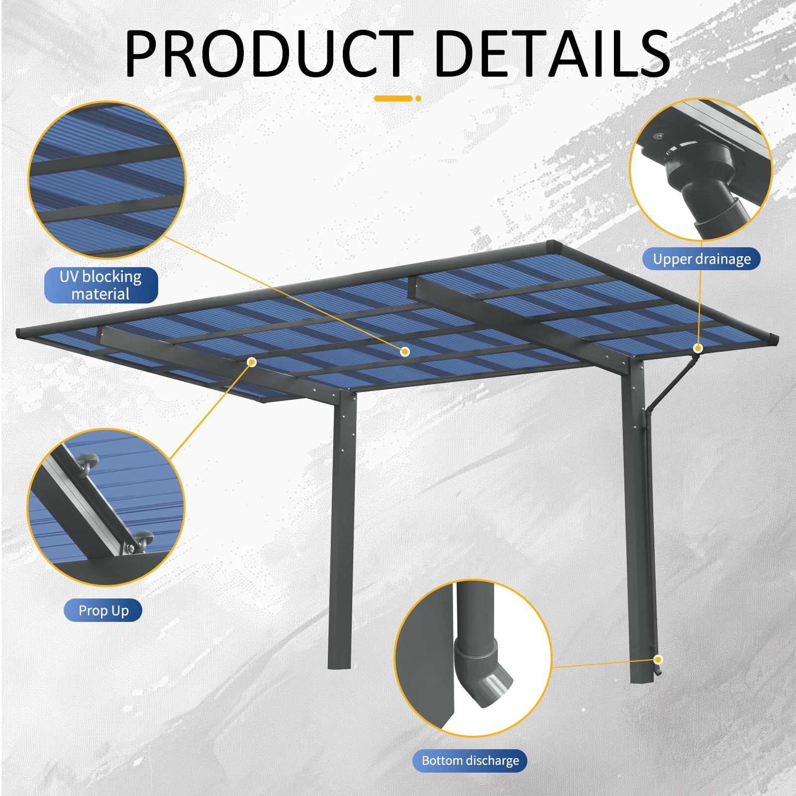 CarButler 17x9x11ft Metal Outdoor Single Carport Heavy Duty Carport with Aluminum  Frame and Polycarbonate Panels for Outdoor Driveway Car, Truck