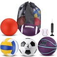 thumbnail image 1 of Juego de pelotas deportivas Realspring para niños y adolescentes con bolsa y bomba, 6 unidades, 1 of 6