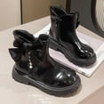 thumbnail image 4 of NAISIBABY Girls Ankle Boots, Zipper Princess Bow Pearls Non-Slip Thick Sole Winter Fashion Dress Shoes Black 12(Little Kids), 4 of 9