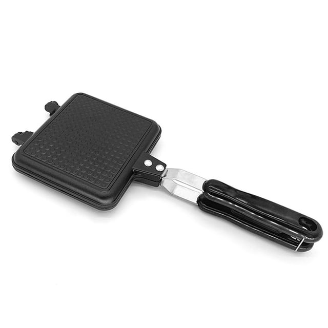 Graflsoa Double-Sided Non-Stick Aluminum Sandwich Toaster Pan with Safety Buckle, Black
