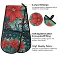 thumbnail image 2 of Yayeee Double Oven Mitt Kitchen Heat Resistant Baking 35" x7" Quilted Glove, Christmas Poinsettia, 2 of 6