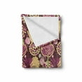 thumbnail image 2 of Modern Soft Flannel Fleece Throw Blanket, Paris Landmark Eiffel Tower Leaves with Maroon Color Backdrop, Cozy Plush for Indoor and Outdoor Use, 50" x 60", Pale Green Purple, by Ambesonne, 2 of 6