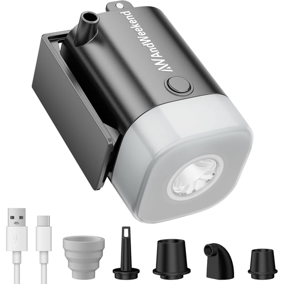 Mini Portable Air Pump for InflatablesElectric Mattress Camping Travel and Home Use with LED Light Sleeping Pads Pool Floats Vacuum Bags