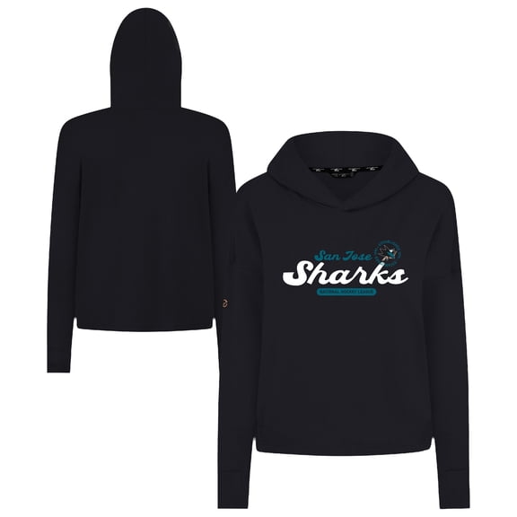 Women's Levelwear  Black San Jose Sharks Sweet Monument Tri-Blend Cropped Pullover Hoodie