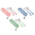 thumbnail image 2 of pitrice Infant Food Dining Spoon Fork Reusable Training Toddler Feeding Dinnerware Set School Home Eating Utensils with Carry Case Pink, 2 of 8