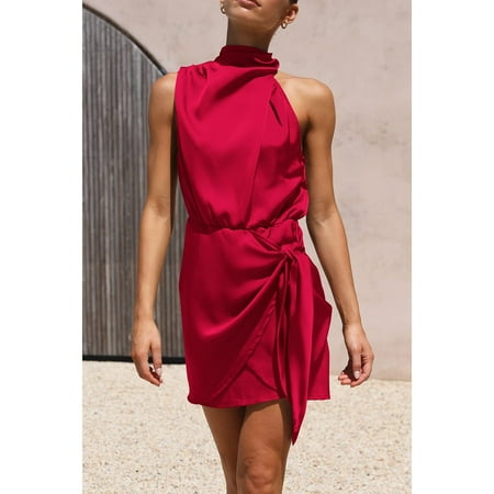 

Summer Dresses 2023! YOHOME Womens Solid Color Sexy Evening Gown Dress Corset Tie Bow Skirt Red L