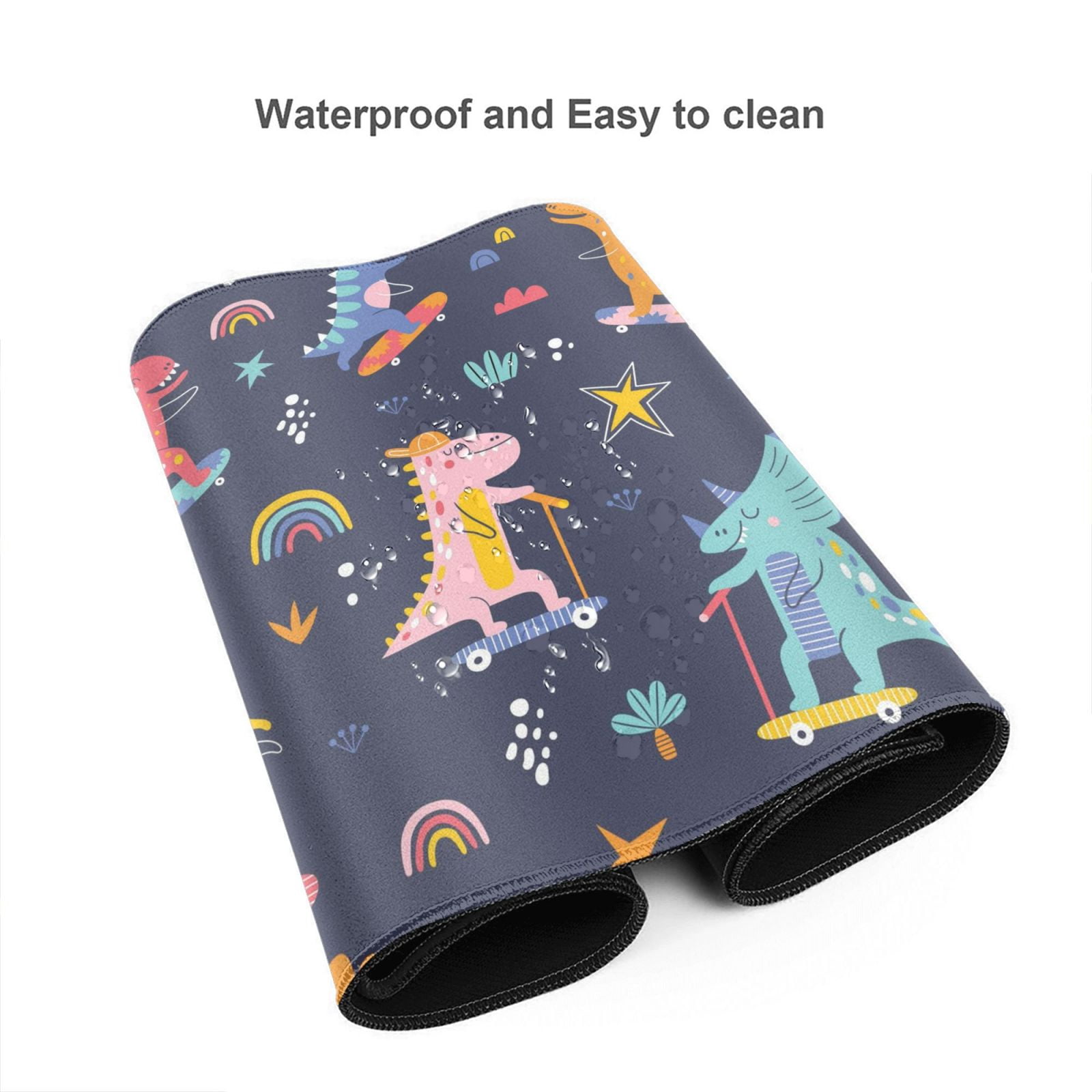 Kdxio Cartoon Dinosaur Scooter Sport Blue Print Large Gaming Mouse Pad,Non-Slip Base,Water Resist Keyboard Pad for Gamer,Office & Home,29.5 x 15.8 in