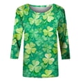 thumbnail image 4 of St Patricks Day T Shirts for Women Oversized Crewneck 3/4 Length Sleeve Shirt Top Summer Casual Round Neck Irish Shamrocks Print Plus Size Loose Fits Comfy Soft Tee Shirt, 4 of 5