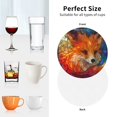 thumbnail image 5 of Leather Coasters with Heat-resistant for Drinks, Vintage Stained Glass Fox -标题2 Round Shape, 5 of 5