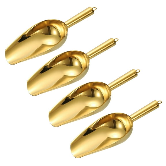 4pcs Metal Ice Scoop, 11 inch Stainless Steel Ice Scooper for Bar Use, Gold