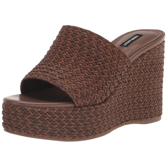 Nine West Women's Everie2 Wedge Sandal, Brown 200, 9.5