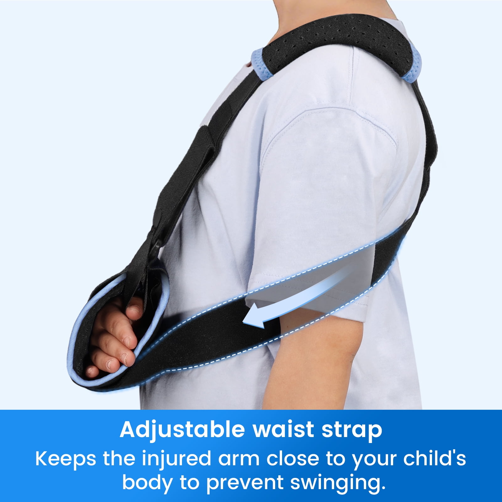 Velpeau kids arm sling, Lightweight Medical Sling with Adjustable Shoulder Strap,Shoulder Mesh Immobilizer Slings for Elbow Injury/Torn Rotator Cuff/Wrist Injury/Surgery, (Comfort Version,2XS,Right)