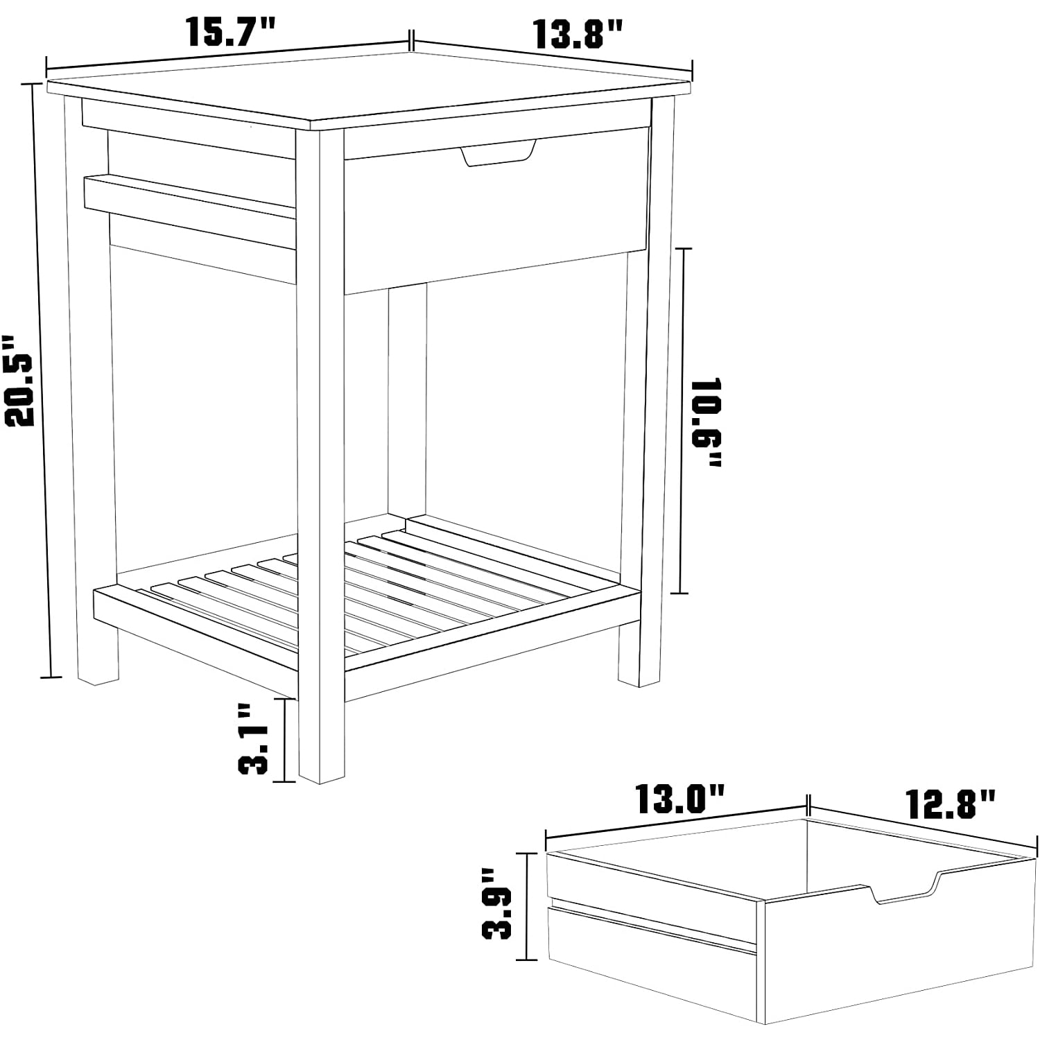 Kadyn Bamboo Side Table, End Table with Storage Shelves, Tall Nightstand Bedside Table for Living Room Bedroom Office, Nature
