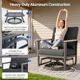 thumbnail image 3 of Muphyers 12 Pcs Aluminum Swivel Rocking Chair Set, Patio Furniture Set with 55000 BTU 2-in-1 Fire Pit Table, Ottoman, 5.1" Thick Cushion Outdoor Conversation Set for Deck Porch Poolside,Dark Gray, 3 of 14