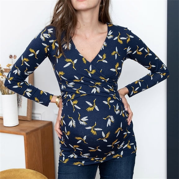 Womens Maternity Nursing Tops Casual Long Sleeve Breastfeeding Shirts Fashion Women's Short Sleeve Summer Solid Round Neck Sexy Casual Tops Botton Regular Blouses Tops M
