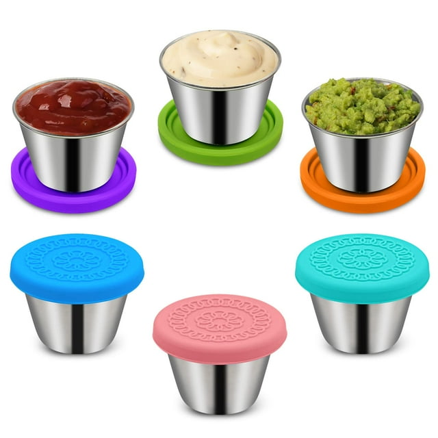 Recipientes para condimentos Winceed de acero inoxidable de 70 ml, paquete de 6