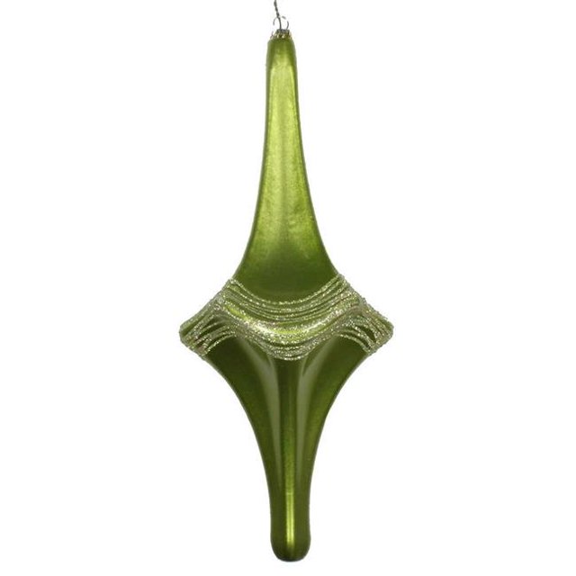 Vickerman MT194154D 12 in. Celadon Candy Glitter Drop Ornament