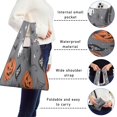 thumbnail image 5 of 5 Pack Foldable Shopping Bag,Gray Halloween Ghosts Cats and Pumpkins Reusable Grocery Bags with Pockets,Large Reusable Tote Bags with Handles Waterproof & Lightweight, 5 of 6