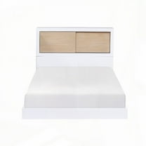 White Finish Twin Bed Bookcase Headboard - Pine Veneer Furniture