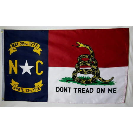 Don't Tread On Me North Carolina Gadsden 3' X 5' Gun Rights Liberty and Freedom Banner, This Indoor Outdoor flag Is made of polyester with two brass grommets on inner.., By Nuge,USA