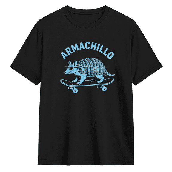 Armachillo Armadillo Riding Skateboard Vintage Graphic Tee for Men and Women, Amusing Road Trip Cotton Short Sleeves T-Shirt