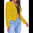 thumbnail image 1 of Blazer Corto para Mujer, Chaqueta Informal/de Trabajo de Larga con Abertura Frontal y Bolsillos Amarillo XL, 1 of 8
