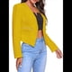 thumbnail image 1 of Blazer Corto para Mujer, Chaqueta Informal/de Trabajo de Larga con Abertura Frontal y Bolsillos Amarillo L, 1 of 8