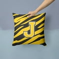 thumbnail image 2 of Letter J Initial Tiger Stripe - Black Gold  Fabric Decorative Pillow, 2 of 4