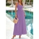 thumbnail image 5 of Vestido largo PRETTYGARDEN para mujer, cuello redondo, sin mangas, morado, 5 of 9