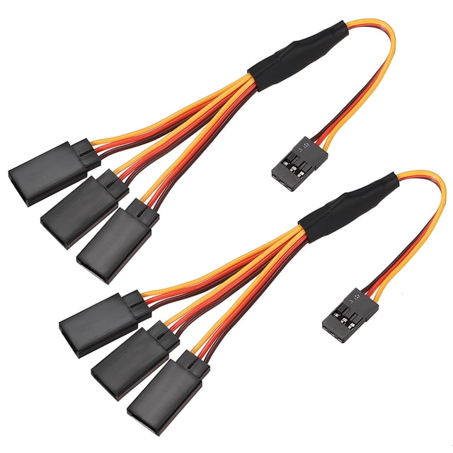 Cable de servo de 4 vías RC para JR Futaba, cordón de extensión de 30 núcleos, 220 mm, 3 pines en marrón/rojo/amarillo, 2 piezas