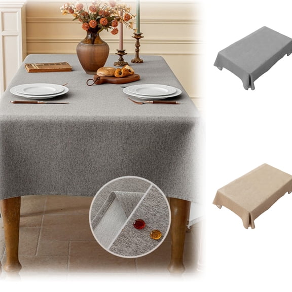 hulanddfd Burlap Linen Table Cloth Small Rectangle Tablecloth Waterproof Washable Table Cloth Covers for Kitchen Dining Room,Outdoor and Wedding Party Decor, 35.4x35.4in, Gray