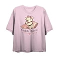 thumbnail image 3 of Cuddle Queen Women's Pink Crew Neck Short Sleeve Crop Tee-Medium, 3 of 5