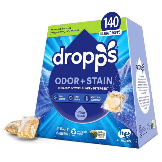 Detergente para ropa en cápsulas que eliminan el olor y las manchas de base biológica, 140 unidades