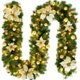 thumbnail image 6 of Christmas Wreaths for Front Door Hwkond 9ft Christmas Garland With LED Lights Battery Operated Pre-Lit Artificial Garland For Christmas Decor Stairs Wall Door Indoor Outdoor Up to 60% Off, 6 of 6