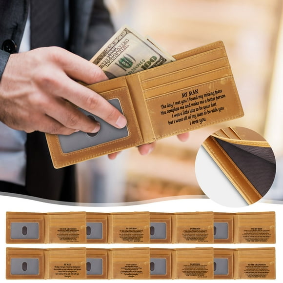 Engraved Men's Wallet Engraved Leather Wallet