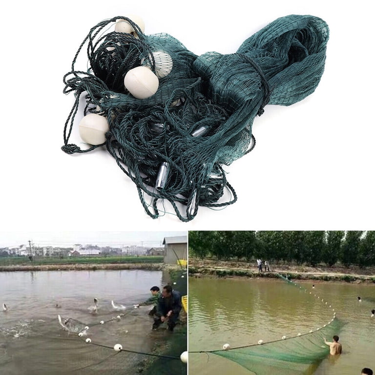beach fishing gill nets 6.5x33ft Fishing Gill Nets 2cm Mesh Beach Seine Drag Nets Float Bobbers  Lead Sinker