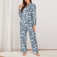 thumbnail image 2 of Lsque Blue Bathroom Pattern Long Sleeve Pajama Set for Women - Soft 2-Piece Sleepwear and Loungewear Set with Pockets, Comfy Nightwear-X-Large, 2 of 7